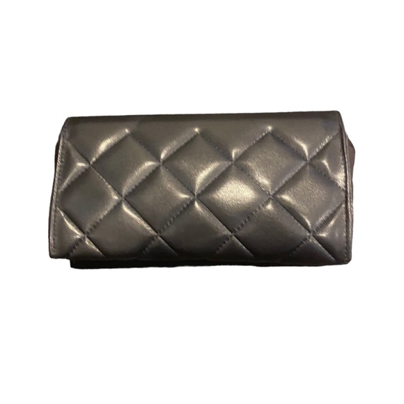 💜 Chanel Black Quilted Eyeglass Sunglass Case Leather or Vinyl Padded Outside - Picture 2 of 5